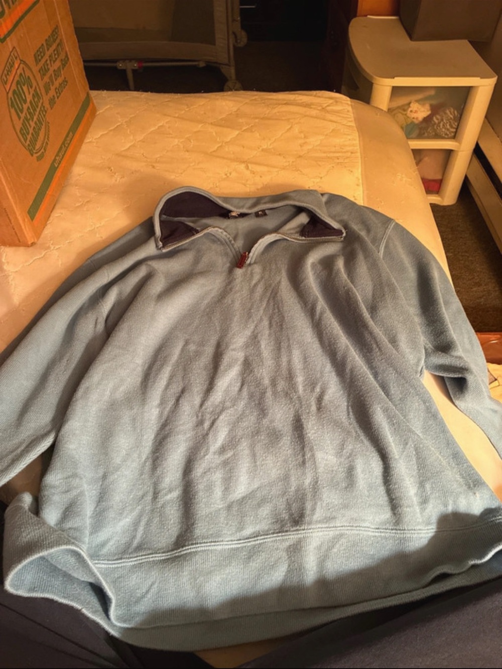 Lands' End Men's Sky Blue Quarter-Zip Fleece Pullover